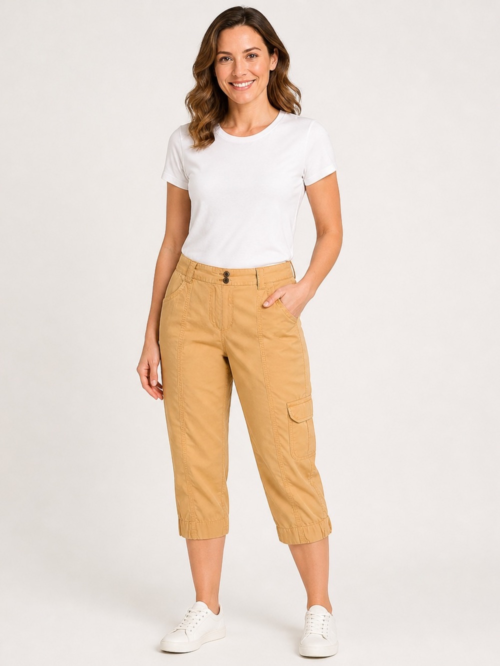 Chicos utility capri pants Chicos size 2 USA large yellow
